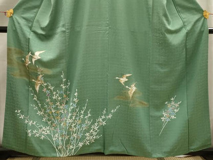 平和屋着物■訪問着 花鳥文 暈し染め 金彩 正絹 逸品 AABH5938sx