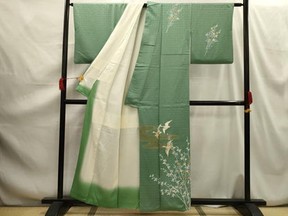 平和屋着物■訪問着 花鳥文 暈し染め 金彩 正絹 逸品 AABH5938sx