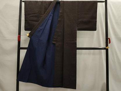平和屋着物■男性　紬　格子　正絹　逸品　AABH5952sx