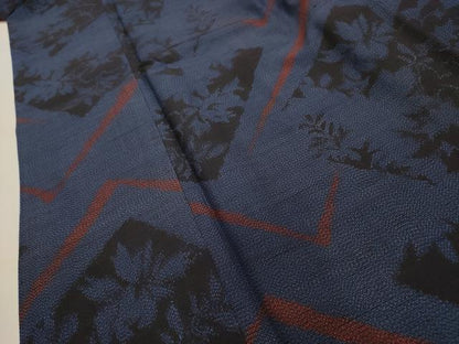 平和屋着物■上質な紬　色紙重ね花文　正絹　逸品　AABH5970sx