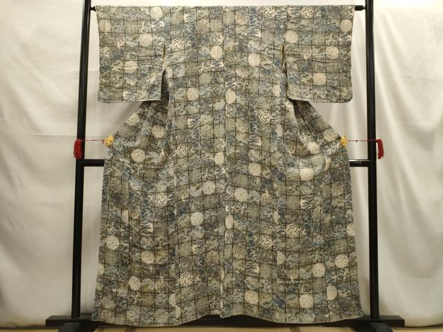平和屋着物■上質な小紋 松竹梅花丸文 金彩 鬼しぼ縮緬 正絹 逸品 AABH5974sx