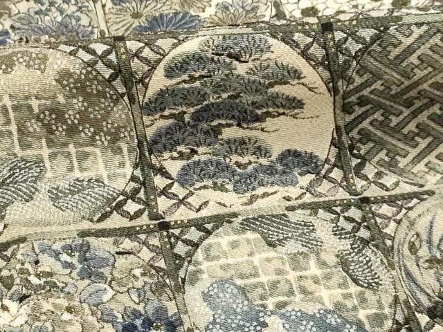 平和屋着物■上質な小紋 松竹梅花丸文 金彩 鬼しぼ縮緬 正絹 逸品 AABH5974sx