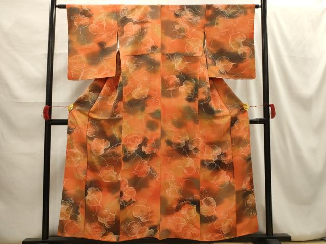平和屋着物■上質な小紋 地紋起こし 蔦の葉文 暈し染め 正絹 逸品 AABH5975sx