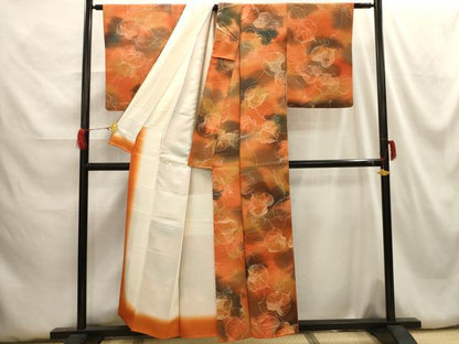 平和屋着物■上質な小紋 地紋起こし 蔦の葉文 暈し染め 正絹 逸品 AABH5975sx