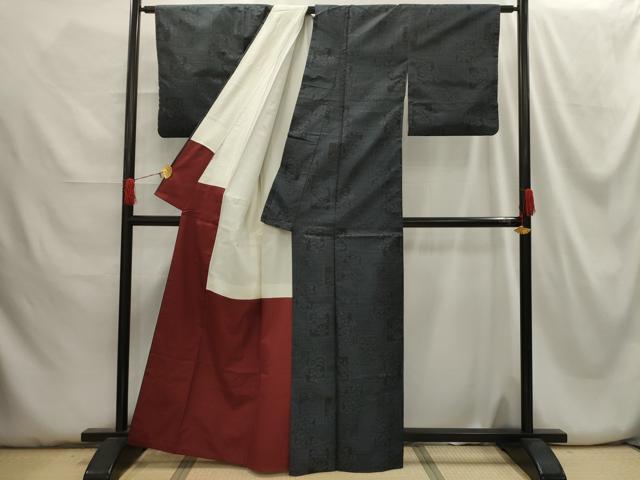 平和屋着物■本場大島紬 破れ色紙花文 正絹 逸品 AABH5986sx