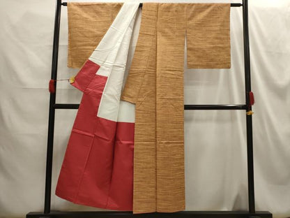 平和屋着物■上質な紬 幾何学文様 正絹 逸品 AABH5988sx