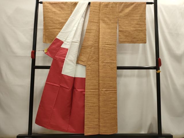 平和屋着物■上質な紬 幾何学文様 正絹 逸品 AABH5988sx