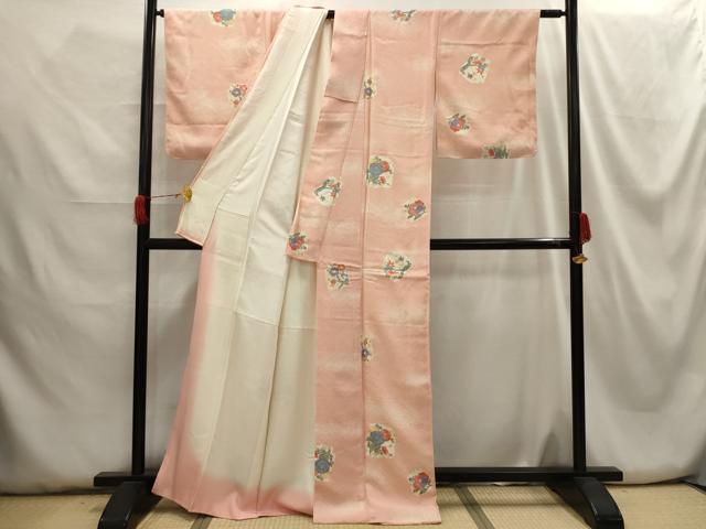平和屋着物■上質な小紋 色紙花文 暈し染め 金彩 正絹 逸品 AABH5989sx