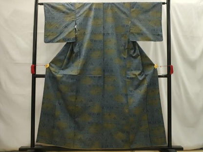 平和屋着物■上質な紬 幾何学文様 正絹 逸品 AABH5990sx