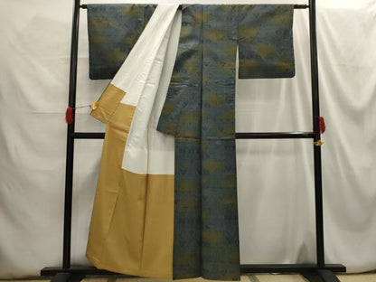 平和屋着物■上質な紬 幾何学文様 正絹 逸品 AABH5990sx