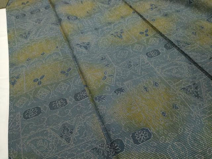 平和屋着物■上質な紬 幾何学文様 正絹 逸品 AABH5990sx