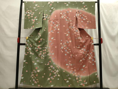 平和屋着物■上質な小紋 舞花文 暈し染め 金彩 やまと誂製 正絹 逸品 AABH5991sx