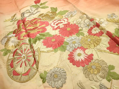 平和屋着物■豪華振袖 刺繍 花車文 暈し染め 金銀糸 金彩 正絹 逸品 AABH6020sx