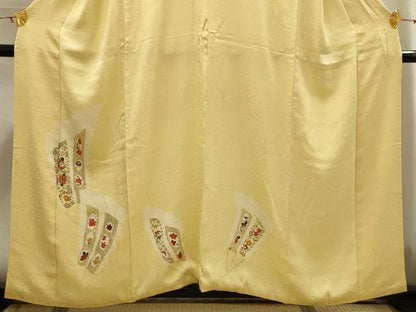 平和屋着物■訪問着 絞り 扇面花文 金糸 金彩 正絹 逸品 AABH6021sx