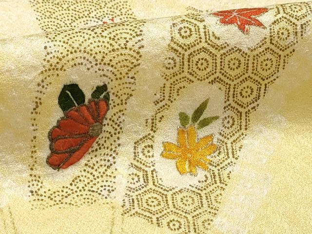 平和屋着物■訪問着 絞り 扇面花文 金糸 金彩 正絹 逸品 AABH6021sx
