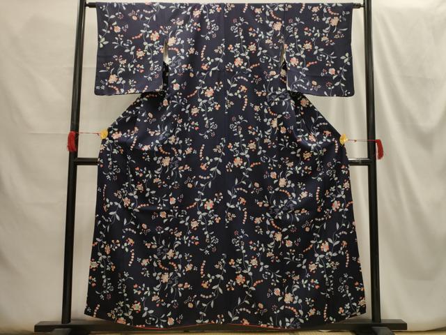 平和屋着物■上質な小紋 更紗花文 正絹 逸品 AABH6022sx