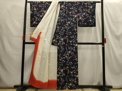 平和屋着物■上質な小紋 更紗花文 正絹 逸品 AABH6022sx