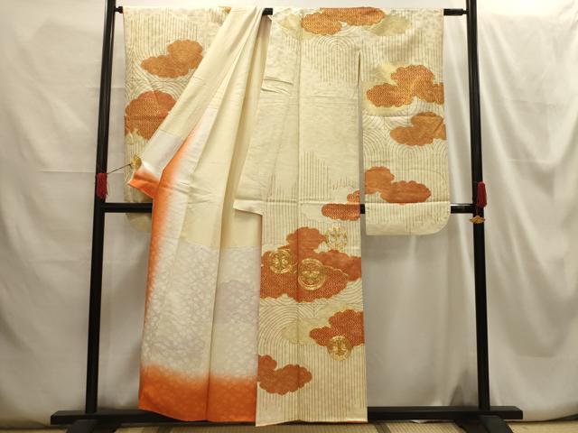 平和屋着物■豪華振袖 駒刺繍 雲取り吉祥花文 金彩 正絹 逸品 AABH6027sx