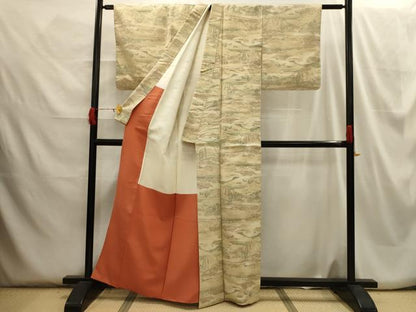 平和屋着物■上質な紬 風景文 正絹 逸品 AABH6031sx