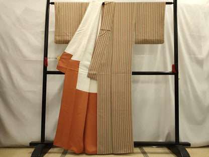 平和屋着物■上質な小紋 間道 正絹 逸品 AABH6032sx