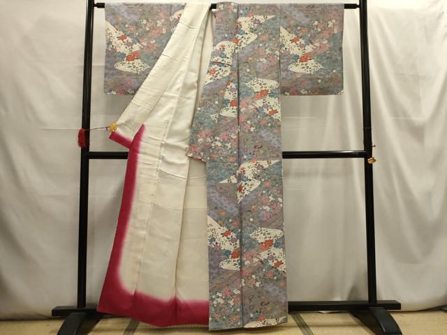 平和屋着物■上質な小紋 流水花文 金彩 正絹 逸品 AABH6034sx