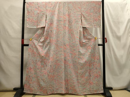 平和屋着物■上質な小紋　松竹梅風景文　正絹　逸品　AABH6037sx