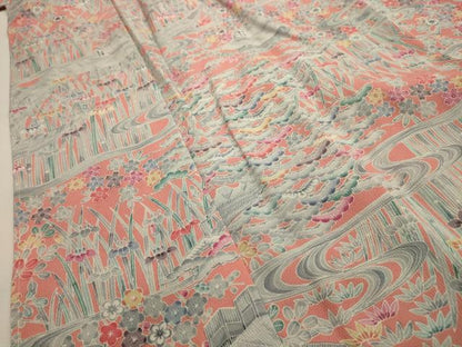 平和屋着物■上質な小紋　松竹梅風景文　正絹　逸品　AABH6037sx