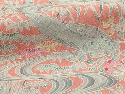 平和屋着物■上質な小紋　松竹梅風景文　正絹　逸品　AABH6037sx