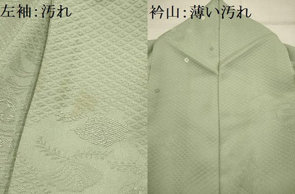 平和屋着物■上質な小紋 鳥獣花地紋 裏葉柳色 正絹 逸品 AABH6040sx