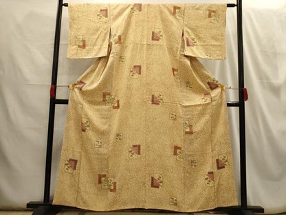 平和屋着物■上質な小紋 色紙重ね花文 金彩 正絹 逸品 AABH6041sx