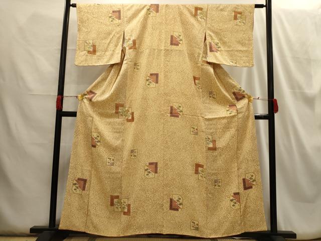 平和屋着物■上質な小紋 色紙重ね花文 金彩 正絹 逸品 AABH6041sx