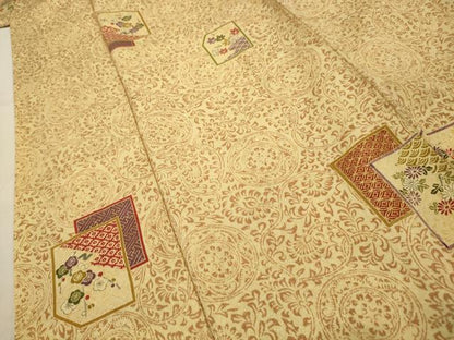 平和屋着物■上質な小紋 色紙重ね花文 金彩 正絹 逸品 AABH6041sx