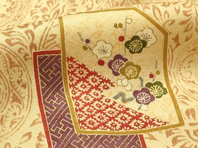 平和屋着物■上質な小紋 色紙重ね花文 金彩 正絹 逸品 AABH6041sx