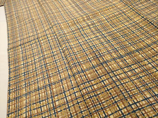 平和屋着物■上質な小紋 格子 正絹 逸品 AABH6042sx