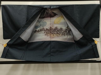 平和屋着物■男性　紬　アンサンブル　100亀甲　総詰め　正絹　逸品　AABH6046sx