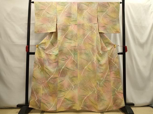平和屋着物■上質な小紋 地紋起こし 枝葉文 正絹 逸品 AABH6055sx