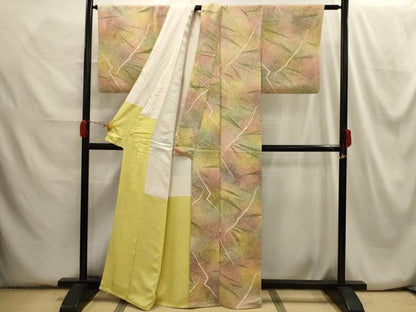 平和屋着物■上質な小紋 地紋起こし 枝葉文 正絹 逸品 AABH6055sx