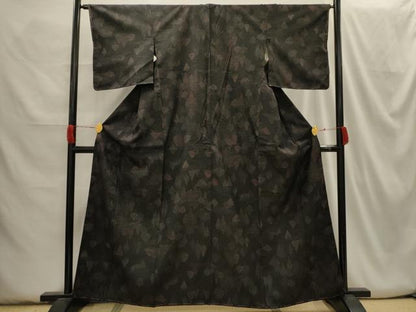 平和屋着物■上質な小紋 紬地 風景文 黒地 正絹 逸品 AABH6059sx
