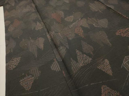 平和屋着物■上質な小紋 紬地 風景文 黒地 正絹 逸品 AABH6059sx