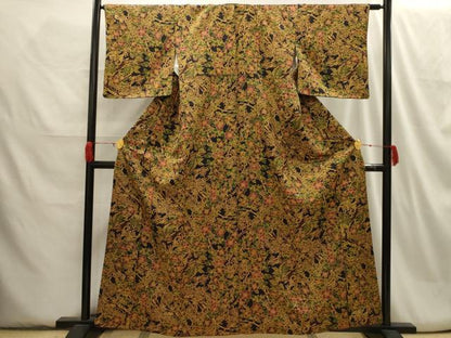 平和屋着物■上質な小紋 枝花文 正絹 逸品 AABH6063sx