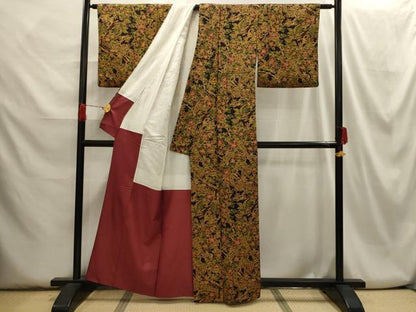 平和屋着物■上質な小紋 枝花文 正絹 逸品 AABH6063sx