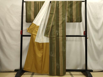 平和屋着物■上質な紬 舞蝶間道 正絹 逸品 AABH6065sx