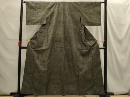 平和屋着物■上質な紬　菱文　正絹　逸品　AABH6067sx