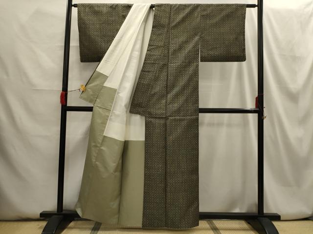 平和屋着物■上質な紬　菱文　正絹　逸品　AABH6067sx