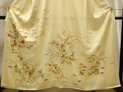 平和屋着物■訪問着 駒刺繍 草花文 金彩 三越扱い 正絹 逸品 AABH6069sx