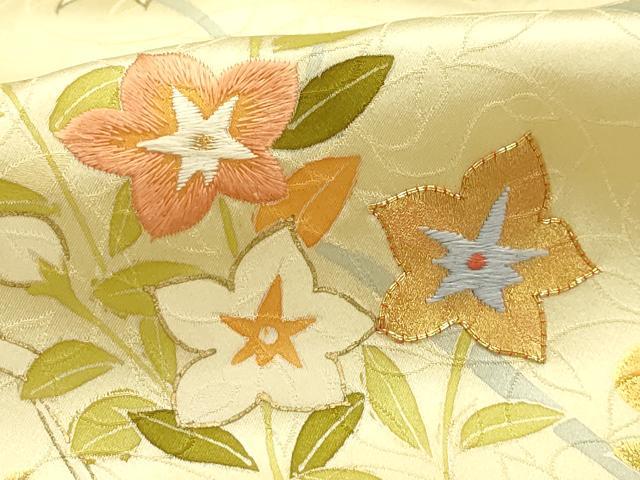 平和屋着物■訪問着 駒刺繍 草花文 金彩 三越扱い 正絹 逸品 AABH6069sx