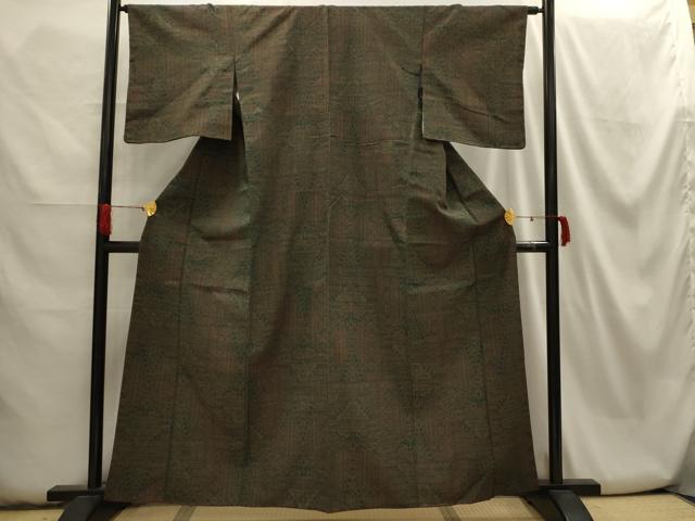 平和屋着物■上質な紬　幾何学文様　正絹　逸品　AABH6071sx