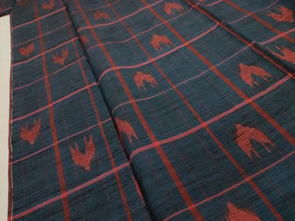 平和屋着物■上質な紬　格子　正絹　逸品　AABH6072sx