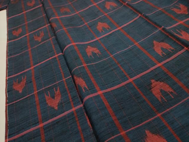 平和屋着物■上質な紬　格子　正絹　逸品　AABH6072sx