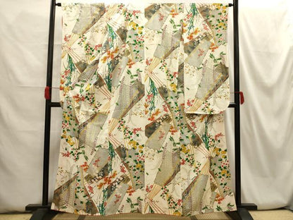 平和屋着物■豪華振袖　扇面花文　金彩　正絹　逸品　AABH6073sx